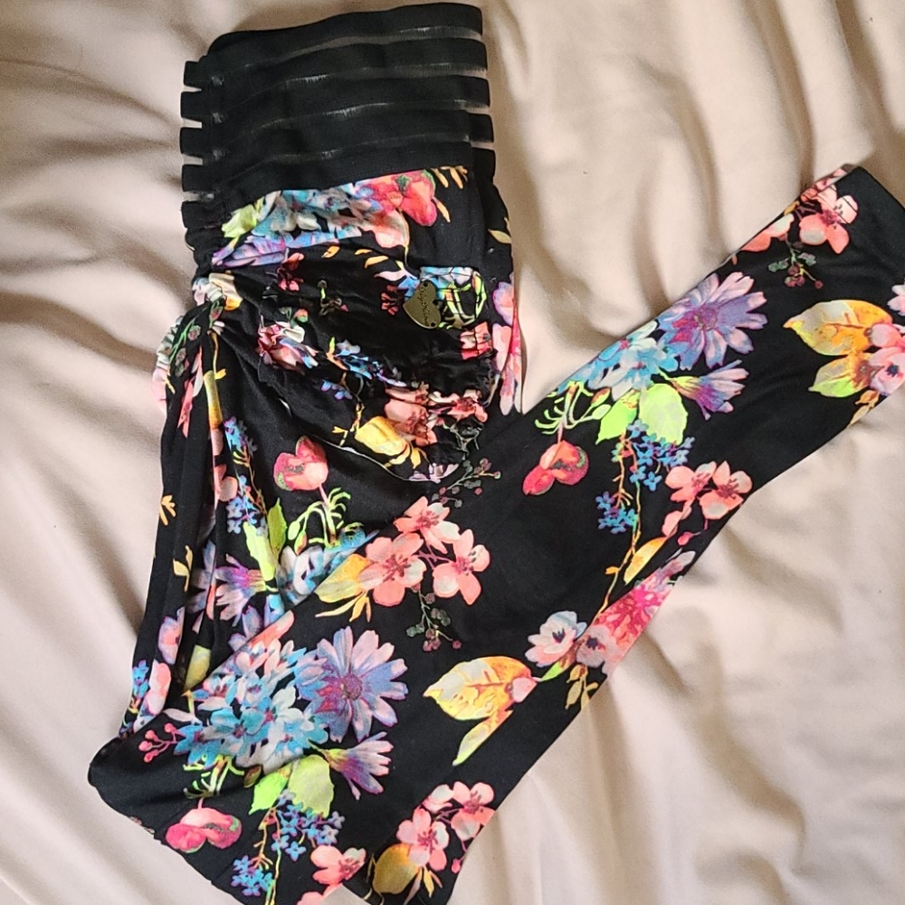 RARE neon floral booty xxs cute booty lounge